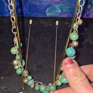 Gold and Turquoise Beaded Necklace